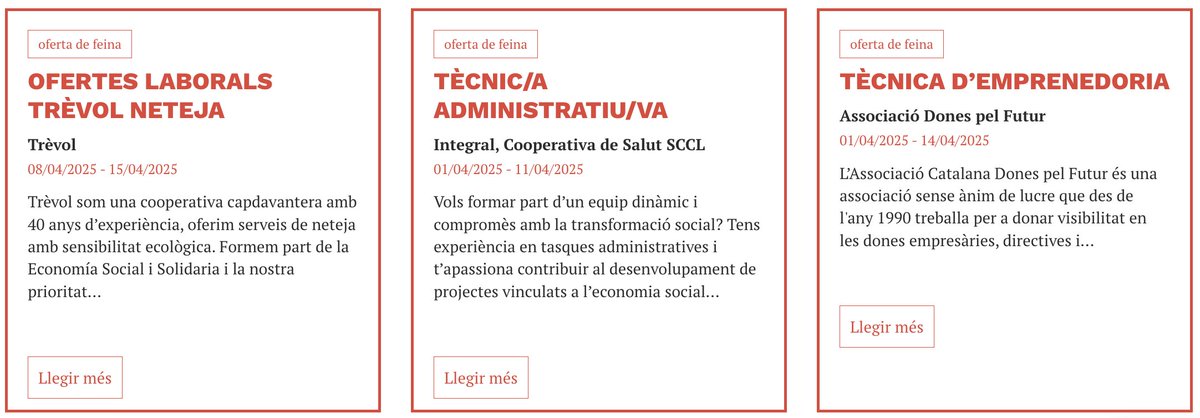 GrupEcos's tweet photo. Noves #ofertesLaborals al taulell d'ECOS!
Les noves incorporacions són:

🧹 Personal de neteja
🧑🏽‍💻 Tècnic/a Administratiu/va
💡 Tècnica d’emprenedoria

Mira tots els detalls aquí!
➡️ https://t.co/D9EYHLKTKr https://t.co/4sWW1Wr1aI