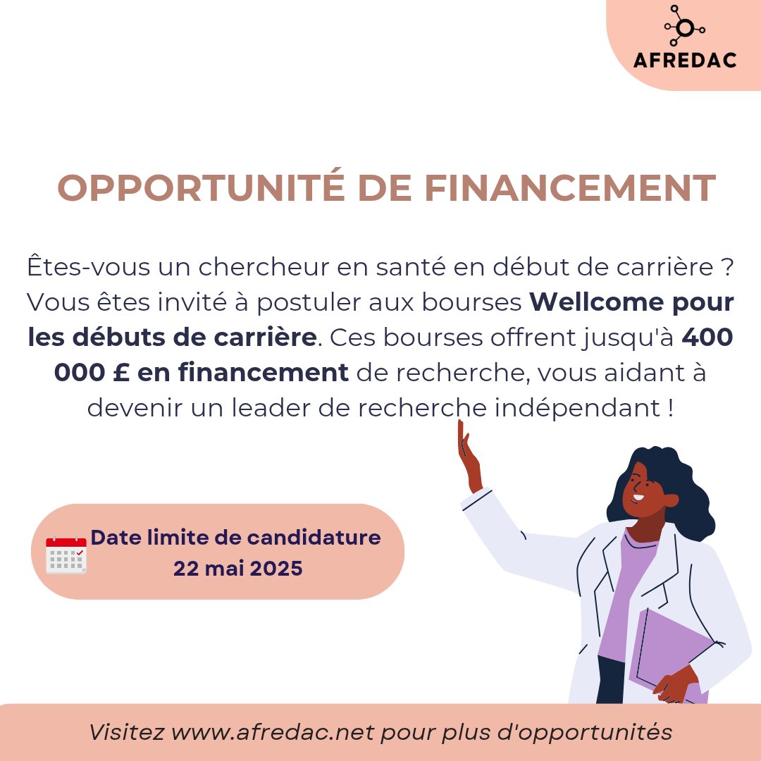 afredac's tweet photo. This opportunity is for early-career researchers eager to develop their own groundbreaking contributions to human life, health, and wellbeing. It was shared on the Afredac Ubuntu Platform 4 days ago!

Visit https://t.co/IsREj5KT0b to read more and check other opportunities! https://t.co/uDUMMnHHaN