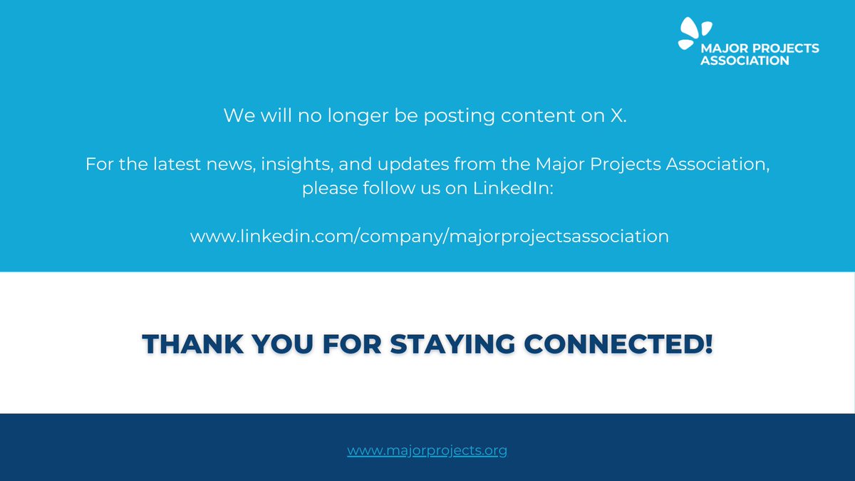 We are no longer active on X. For the latest news, insights, and updates from the Major Projects Association, please follow us on LinkedIn: linkedin.com/company/majorp…

Thank you for staying connected!