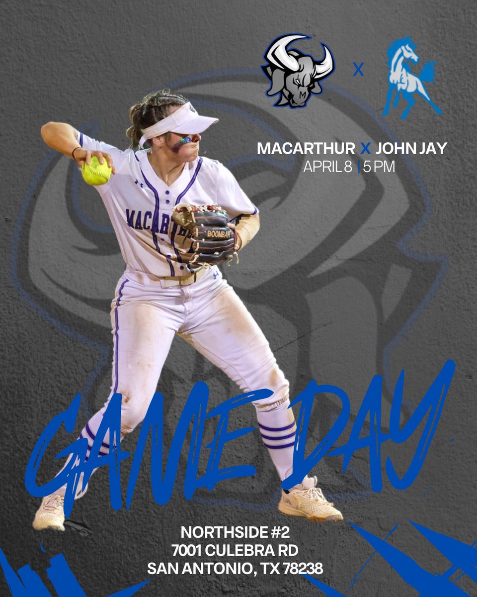 Mac Softball (@macsoftball2015) on Twitter photo ๐จGAME DAY
๐ JOHN JAY HS
โฐ 5PM
๐ NISD #2 7001 Culebra Rd, San Antonio , TX 78238 ๐ธ <a href="/arshots/">๐ฐ๐๐๐ท๐พ๐๐ Media</a> <a href="/RealBrahmaPride/">MacArthur HS</a> <a href="/PrincipalHDZ/">Joaquin R Hernandez</a> <a href="/MacBrahmaSports/">Brahma Sports</a> <a href="/BrahmaNation/">Brahma Nation</a> <a href="/Coach_Ricker/">Jordon Ricker</a> ๐จGAME DAY
๐ JOHN JAY HS
โฐ 5PM
๐ NISD #2 7001 Culebra Rd, San Antonio , TX 78238 ๐ธ <a href="/arshots/">๐ฐ๐๐๐ท๐พ๐๐ Media</a> <a href="/RealBrahmaPride/">MacArthur HS</a> <a href="/PrincipalHDZ/">Joaquin R Hernandez</a> <a href="/MacBrahmaSports/">Brahma Sports</a> <a href="/BrahmaNation/">Brahma Nation</a> <a href="/Coach_Ricker/">Jordon Ricker</a>