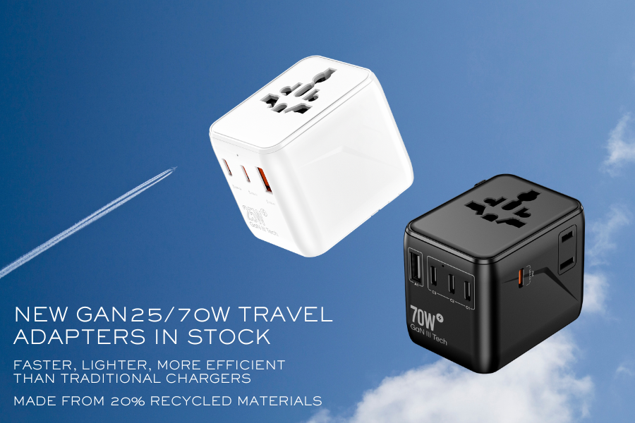 oldeani1's tweet photo. In stock new GaN travel adapters - download flyer, GaN explained - faster charging - https://t.co/UNcOkNcben https://t.co/KcLoH0B2gS
