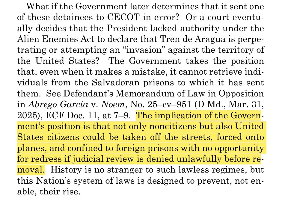 Sonia Sotomayor could be the dumbest person on Earth. Her dissent is a cut and paste of the ACLU lawsuit including claims the president "secretly" signed the Alien Enemies Act proclamation to begin deportations that day.

And this is batsh*t crazy: