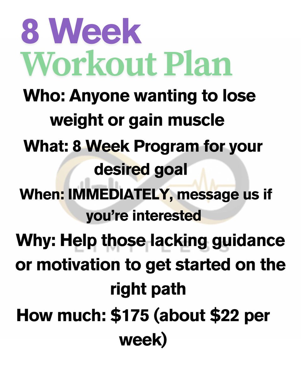 _limitlesshwt_'s tweet photo. What r u waiting on? Just in time 4 the summer! 8 Week Programs 4 weight loss or muscle gain.
#health #wellness #training #fitness #limitlesshwt #personaltraining #8weekchallenge #8weekplan #8weekworkoutprogram #noexcuses #summerbody #summerbodyinprogress #justintime #workout https://t.co/H6SksGIBpj