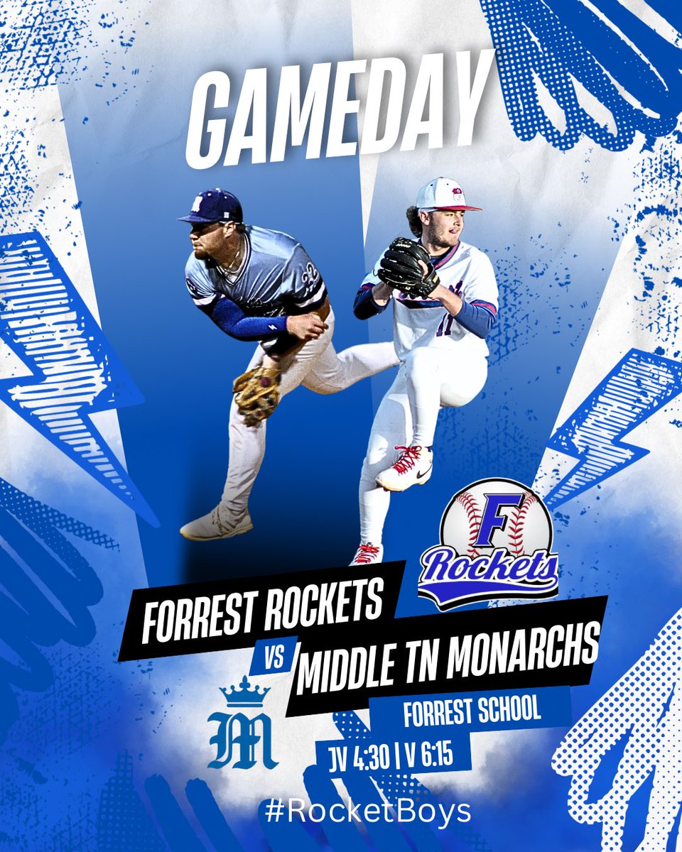 FHS_Rocket_Boys's tweet photo. Forrest Baseball (13-6, 4-0) hosts the Middle Tennessee Monarchs today in Chapel Hill in non-district play.
JV at 4:30 pm.
Varsity at 6:15 pm.
Come out and support the Rockets tonight! #ForrestBaseball #RocketBoys https://t.co/OxW2kGJY7s