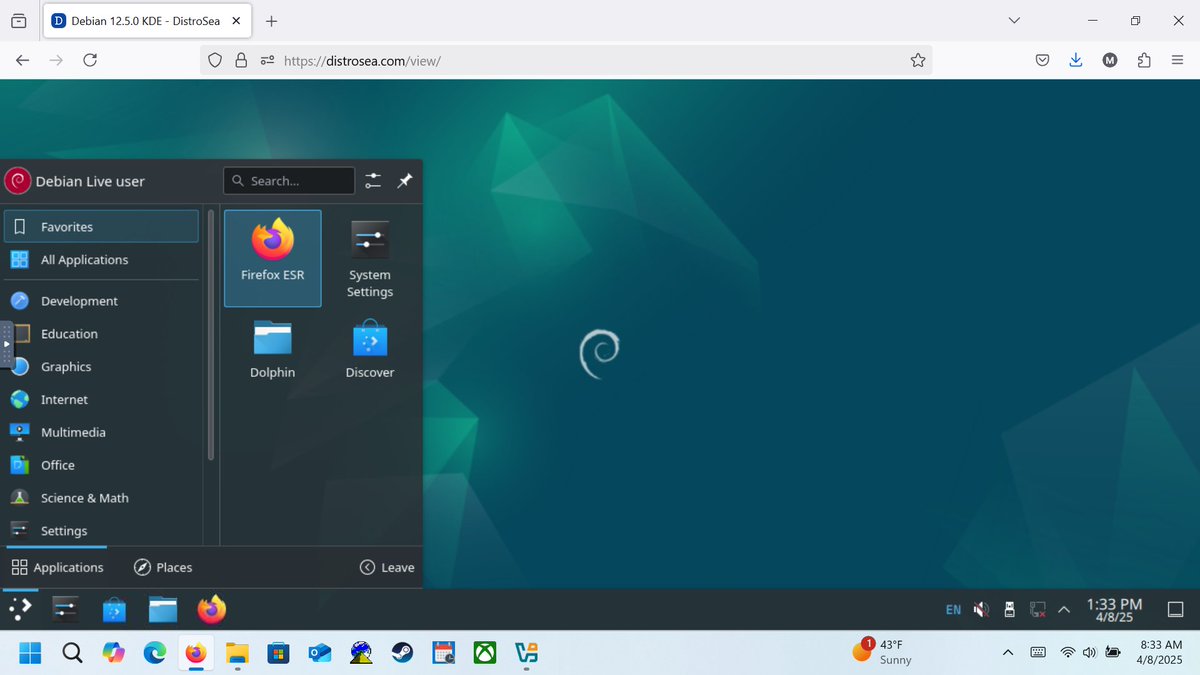 marc_vasicek's tweet image. Debian 12.5 KDE in FireFox #DebianLinux