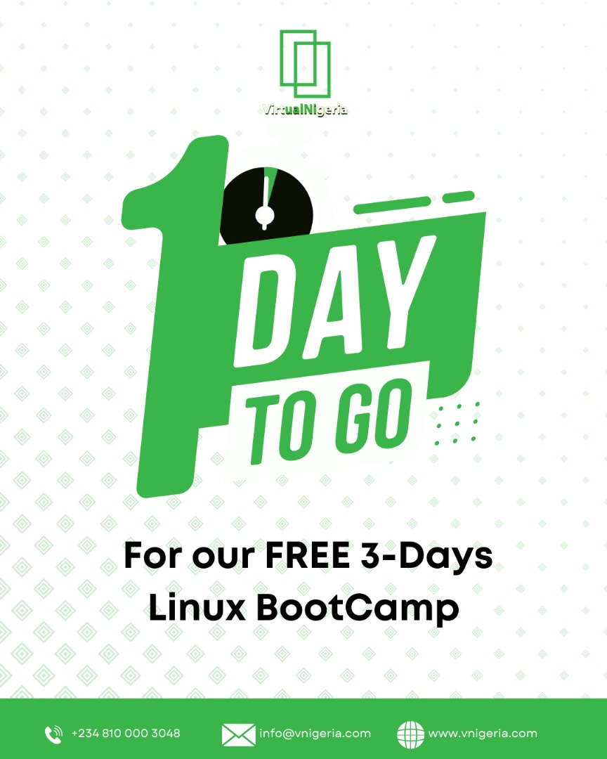 vnigeria_'s tweet image. 🚨 1 Day to Go! We’re almost there—our FREE 3-Day Linux Boot Camp begins tomorrow!

Don’t miss this opportunity to upskill your IT team with hands-on Linux training designed to power digital transformation.

#VirtualNigeria #LinuxExperts