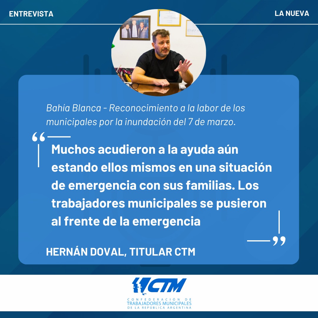 ctmOficial's tweet photo. #BahíaBlanca

RECONOCIMIENTO A LOS Y LAS MUNICIPALES DE BAHÍA BLANCA POR SU LABOR EN LAS INUNDACIONES DEL 7 DE MARZO https://t.co/og6uMfMSKH