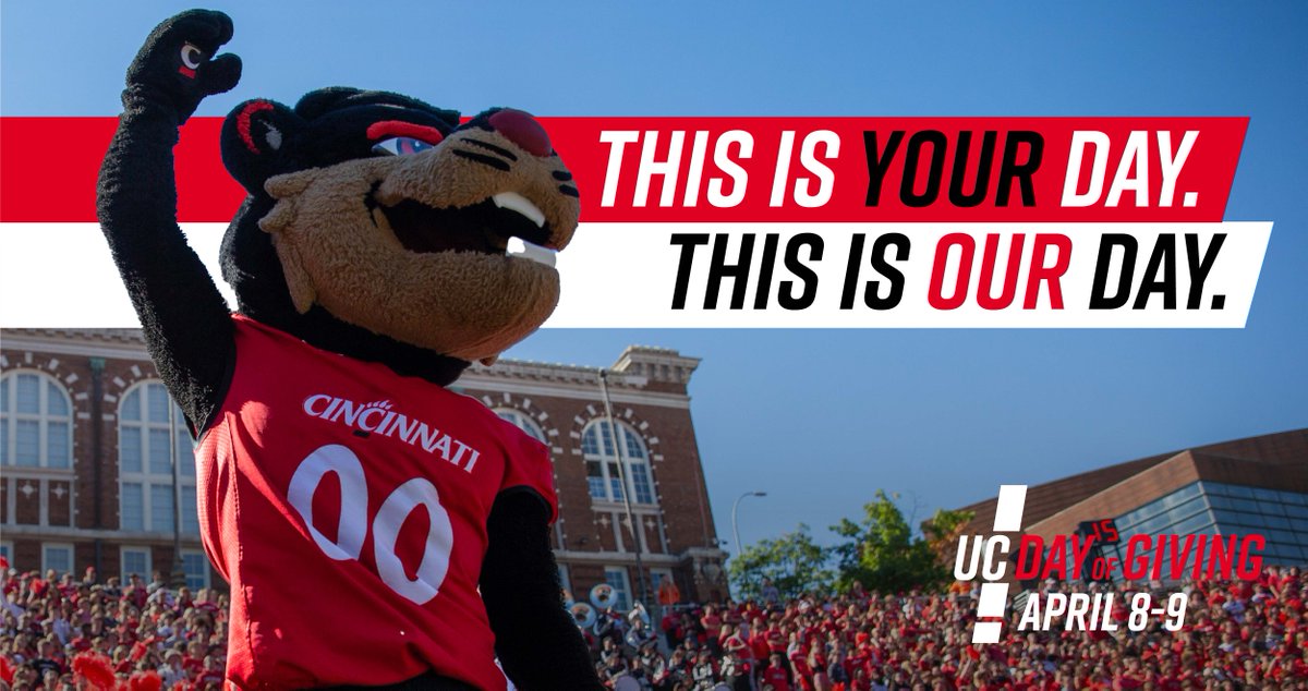 This is your day. This is our day. It's UC Day of Giving! Join our Bearcat community in supporting what you care about by making a gift to today (hurry, we only have 24 hours!) #BearcatsGive 
dayofgiving.uc.edu
