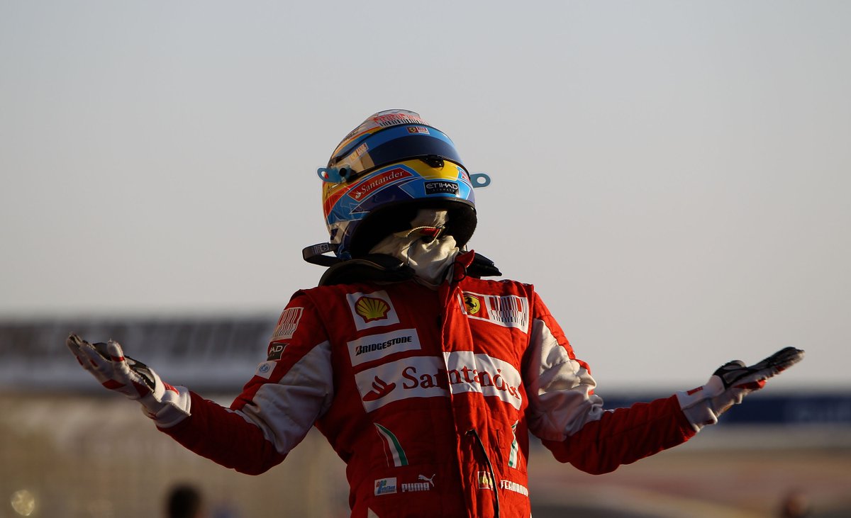 F1's tweet photo. The first win in red is always special! 🤩

Alonso took his first win at Ferrari at Bahrain in 2010 ⏪

#F1 #BahrainGP https://t.co/8uTHqIziNH