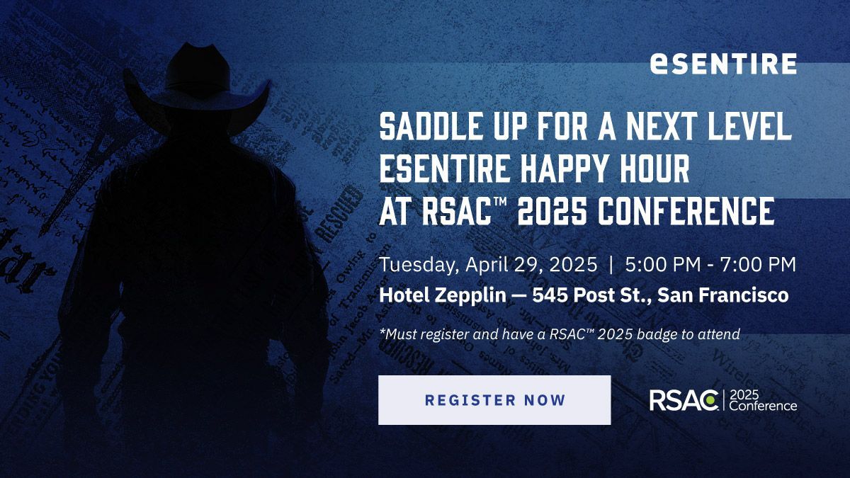 eSentire (@esentire) on Twitter photo After a long day at <a href="/RSAConference/">RSA Conference</a> 2025, kick off your boots and join us for a Next Level Happy Hour โ cowboy style.
Weโre serving up whiskey, barbecue, and good vibes.
๐ชช Must bring your RSA badge!
๐๏ธ Space is limited, so make sure you register: buff.ly/CIAYcaz After a long day at <a href="/RSAConference/">RSA Conference</a> 2025, kick off your boots and join us for a Next Level Happy Hour โ cowboy style.
Weโre serving up whiskey, barbecue, and good vibes.
๐ชช Must bring your RSA badge!
๐๏ธ Space is limited, so make sure you register: buff.ly/CIAYcaz