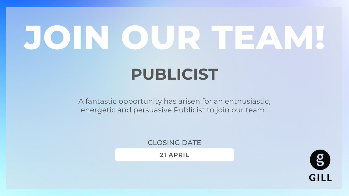 📢 We’re hiring! Find the full job description here: gillbooks.ie/dear-reader/de…

#jobfairy #publicist #irishjobs #publishing