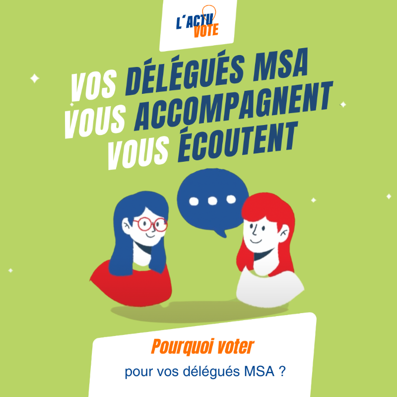 msa_actu's tweet photo. 📢 Tous les 5 ans, vous élisez vos délégués #MSA
Ils vous accompagnent, défendent vos droits, mènent des actions concrètes.
3 000 initiatives par an en France : santé, microcrèches, résidences seniors...
🗳️ #ElectionsDeleguesMSA – Votez du 5 au 16 mai.
👉 https://t.co/5vnitJr3VX