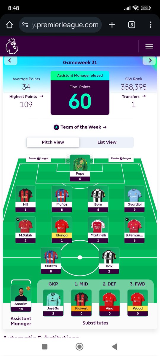 MbahArif81's tweet photo. 1/3 --> Amorim (10pts) 
Lumayan hasilnya, bikin panah ijo 
🌏: 60K

Next target, pakai Glasner untuk DGW32 Dan DGW33 💪 https://t.co/AbiWGeSlS5
