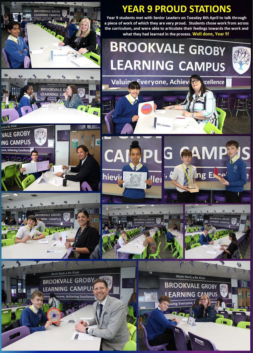 Today Year 9 students met with Senior Leaders to talk through a piece of work of which they are very proud.  Students chose work from across the curriculum, and were able to articulate their feelings towards the work and what they had learned in the process. 
Well done, Year 9!