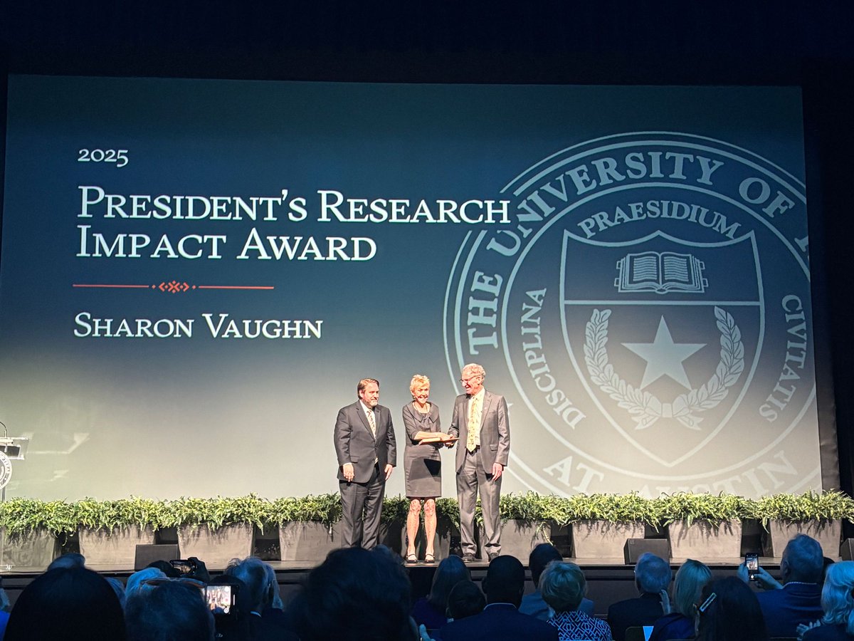 sarahpowellphd's tweet photo. It was nice to cheer on Dr. Sharon Vaughn as she accepted this university-wide award at The University of Texas at Austin. I am lucky to work with such amazing colleagues! https://t.co/RKkDYNewkD