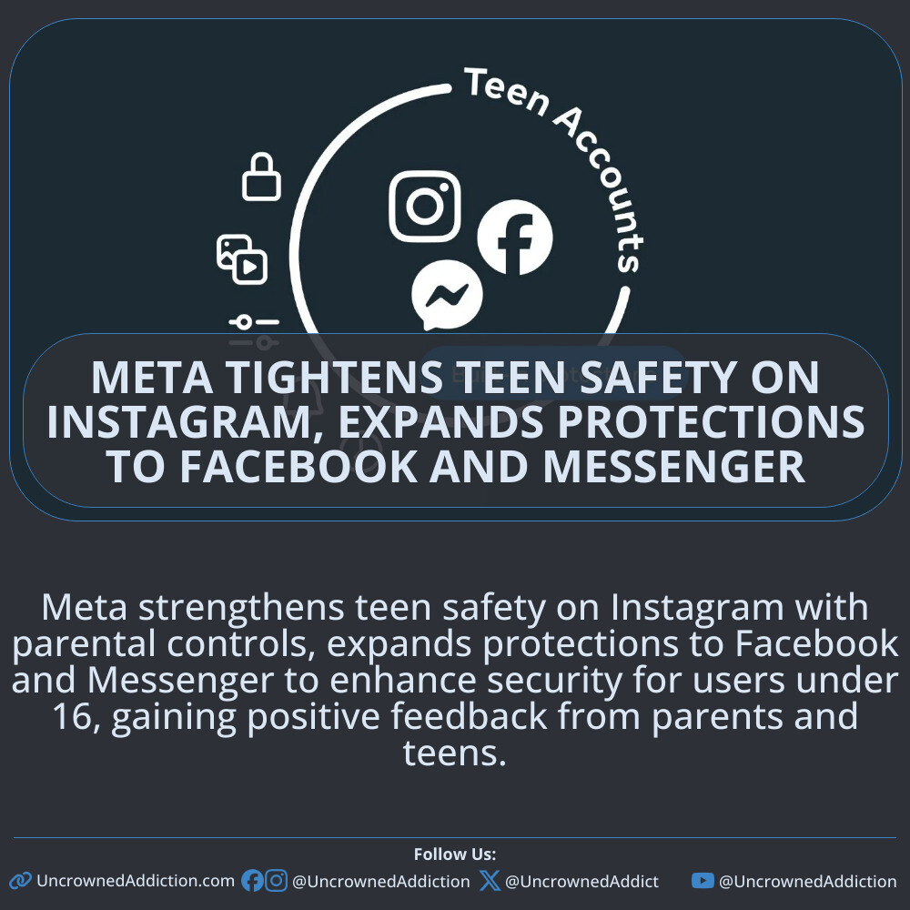 UncrownedAddict's tweet image. Meta strengthens teen safety on Instagram with parental controls, expands protections to Facebook and Messenger to enhance security for users under 16, gaining positive feedback from parents and teens.

#MetaSafety #TeenProtection #DigitalParenting
