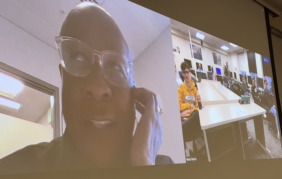 The great <a href="/CliftonGBrown/">Clifton Brown</a> sharing his immense journalism knowledge with my class!

Cliff is the best, thanks for taking the time today!! <a href="/TowsonU/">Towson University</a>