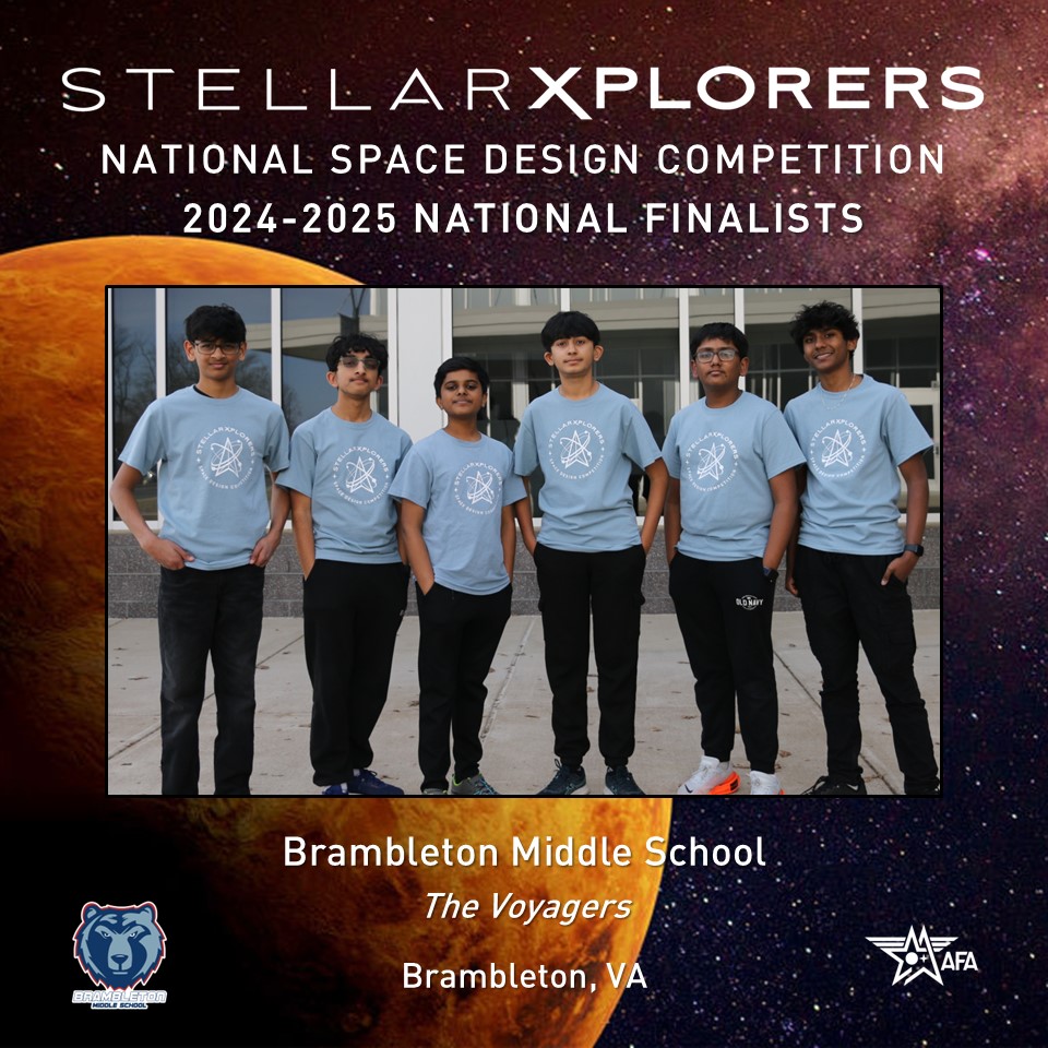 AFA StellarXplorers (@afa_stlx) on Twitter photo The Voyagers from Brambleton Middle School in Brambleton, VA are the first-ever middle school team to qualify for the National Finals. Even more impressive, this is only the team's second year competing in StellarXplorers. #STLXFinals <a href="/BAM_MS_Official/">Brambleton Middle</a> The Voyagers from Brambleton Middle School in Brambleton, VA are the first-ever middle school team to qualify for the National Finals. Even more impressive, this is only the team's second year competing in StellarXplorers. #STLXFinals <a href="/BAM_MS_Official/">Brambleton Middle</a>