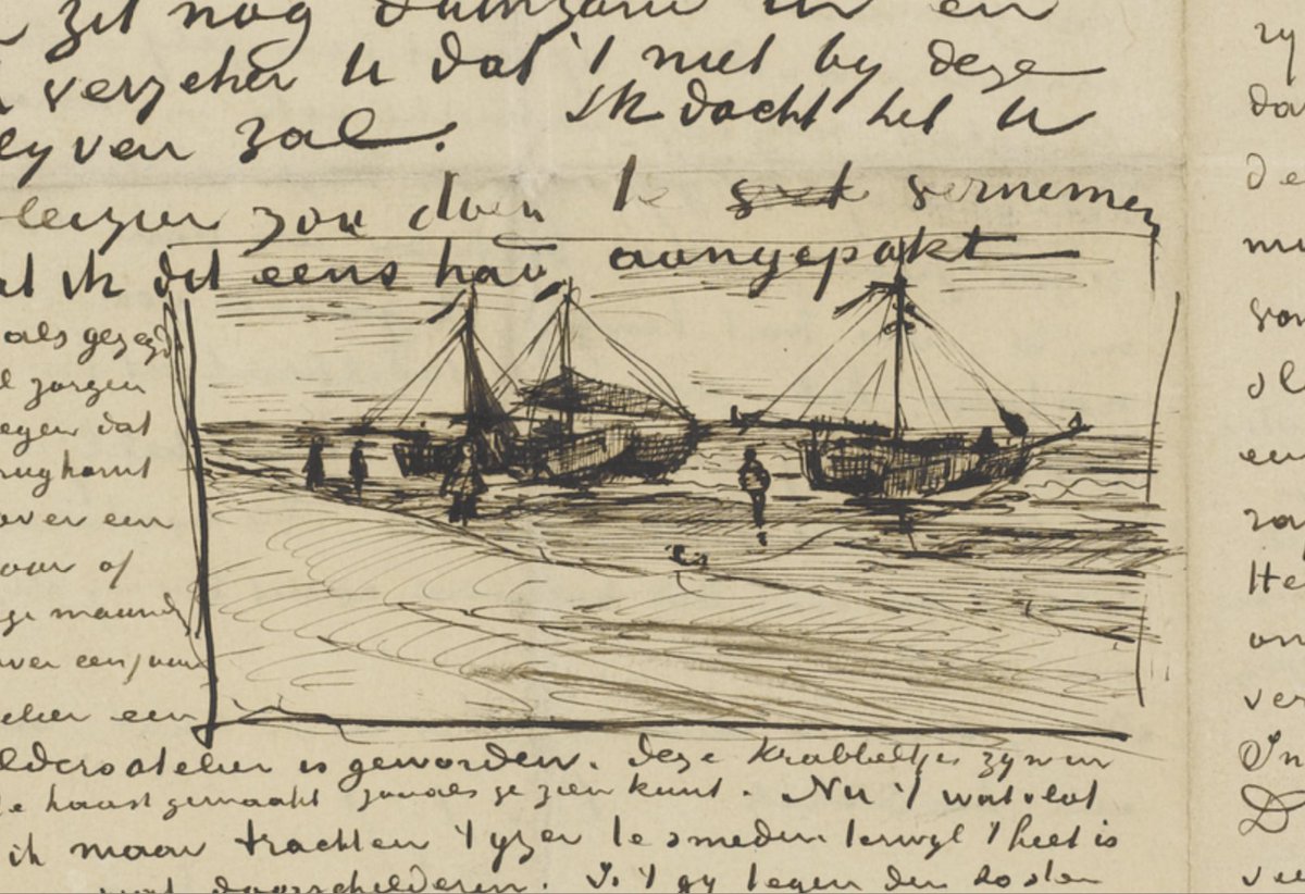 vangoghmuseum's tweet photo. Vincent wrote to Theo about a painting he made at the beach ✏️ ‘I've put a lot of work into drawing [...] it's the backbone of painting, the skeleton supporting everything else.’ (1882). Do you recognise the final painting in it?
🖼️ © Private collection https://t.co/HM6RTpVJ0u
