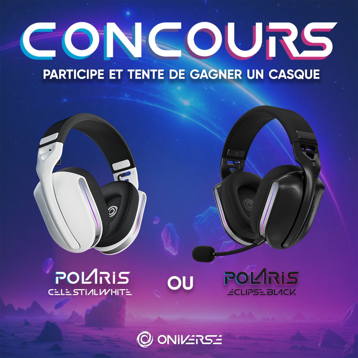 On vous propose un petit concours en partenariat avec <a href="/oniverseofgamer/">oniverse_of_gamers</a> ! Tente de gagner un casque Polaris Celestial White ⚪ ou Eclipse Black ⚫

Pour participer ⤵️
🟣 Like ⁣⁣⁣⁣⁣⁣⁣⁣⁣⁣⁣⁣⁣⁣⁣⁣⁣⁣⁣⁣, RT et Follow <a href="/Micromania_Fr/">Micromania-Zing</a> / ⁣⁣⁣⁣<a href="/oniverseofgamer/">oniverse_of_gamers</a>⁣⁣⁣
⁣