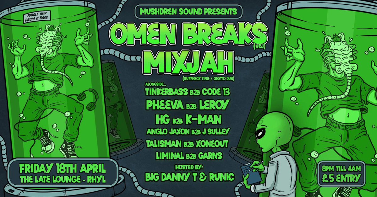 📷 OMEN BREAKS: Mixjah by Mushdren Sounds 📷 Friday 18th April <a href="/frontroomrhyl/">Front Room</a>