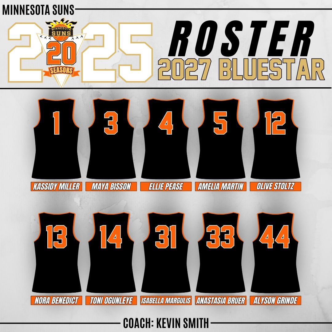 ROSTER RELEASE: MINNESOTA SUNS 2027 BLUESTAR