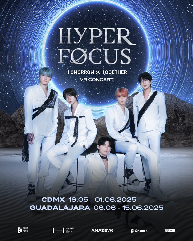 ocesa_kpop's tweet photo. ¡MOA! ¡Sumérgete en el mundo de TXT con nuestra experiencia de VR🥽!
¡HYPERFOCUS : TOMORROW X TOGETHER VR CONCERT llega a Cinemex! 

Prepárate para vivir el K-pop como nunca antes en México, no te pierdas la oportunidad de ser parte de este épico viaje. Próximamente más detalles sobre horarios y salas.
Preventa Cinemex: 10 de abril 12pm

#TOMORROW_X_TOGETHER #TXT   
#TXT_VRconcert #VRConcert #AmazeVRConcert #TXTMexico