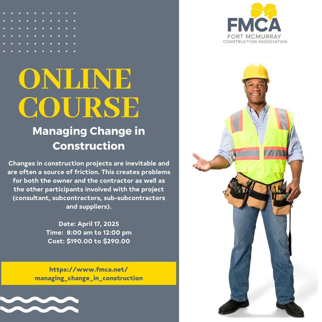 Virtual Course: Managing Change in Construction

Register today: fmca.net/managing_chang…

 #ConstructionManagement #ChangeManagement #VirtualCourse #ConstructionTraining #ProjectManagement #ConstructionIndustry #OnlineLearning #ProfessionalDevelopment #ConstructionEducation