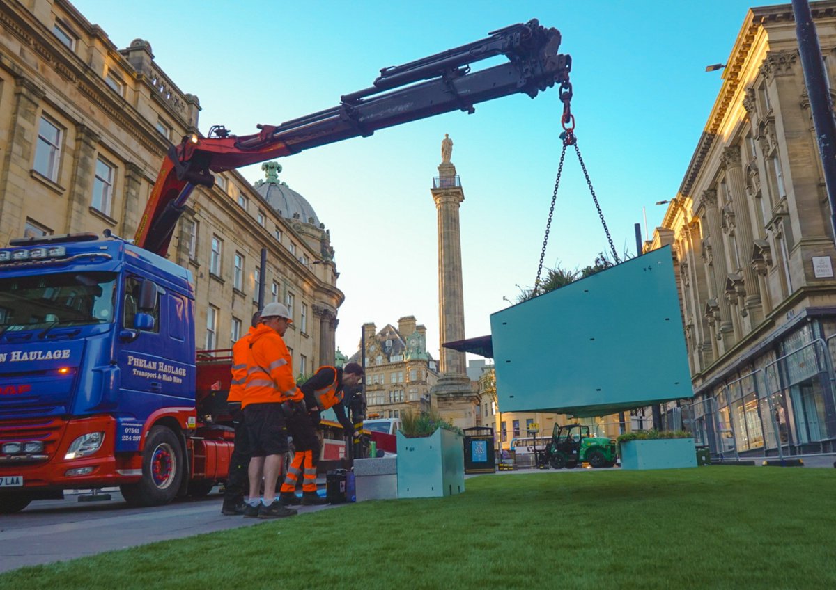 NE1BID's tweet image. We’re so pleased to see the first signs of NE1’s Grey Street Gathering returning for 2025.
The much-loved pop-up green space is being installed this week, offering a place to pause, relax and enjoy one of the city’s most iconic streets.