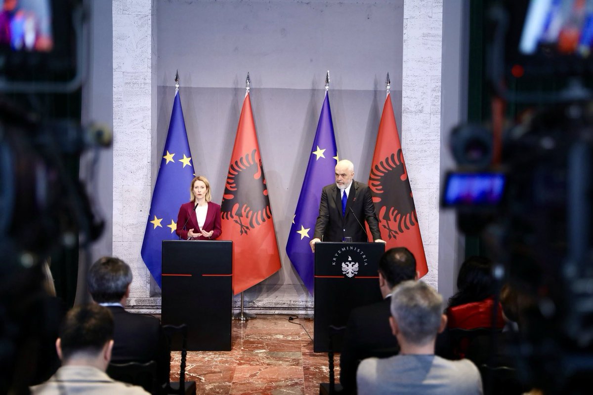 Kaja Kallas (@kajakallas) on Twitter photo I was pleased to witness the signing of an agreement between Albania and <a href="/EIB/">European Investment Bank</a> to reconstruct the railway between the port of Durres and Rrogozhine.
This will create new jobs, enhance trade, and improve connectivity, bringing Albania closer to its neighbours and the EU. I was pleased to witness the signing of an agreement between Albania and <a href="/EIB/">European Investment Bank</a> to reconstruct the railway between the port of Durres and Rrogozhine.
This will create new jobs, enhance trade, and improve connectivity, bringing Albania closer to its neighbours and the EU.