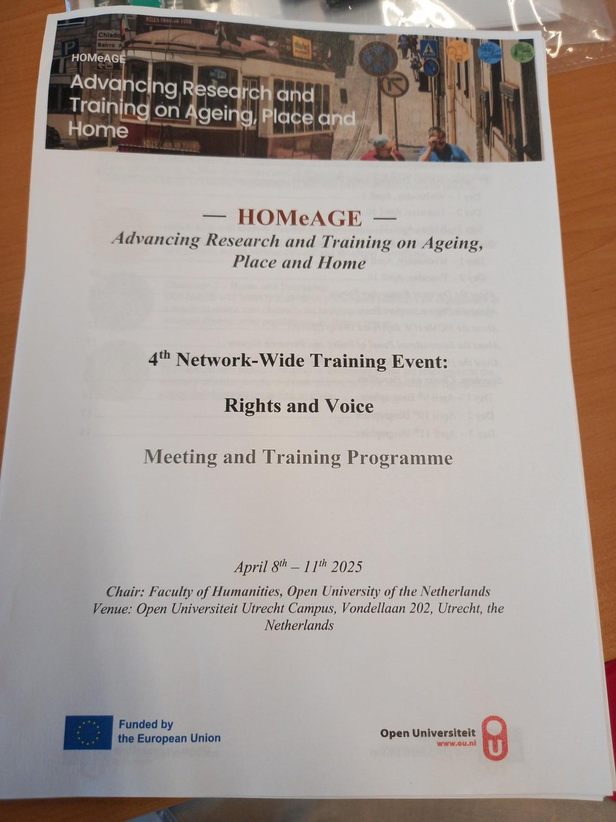 Day 1 at the 4th HOMeAGE Training Event - we are delighted to be here and thankful for a very warm welcome from our hosts at the Open Universiteit, Netherlands. Looking forward to an exciting week of presentations, learning and participation. #Rights, #Voice, #AgeingInPlace
