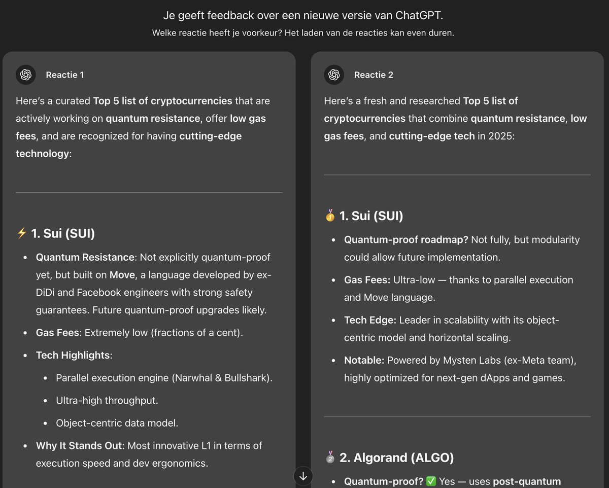 ChatGPT is recommending SUI as most (future proof) blockchain.
