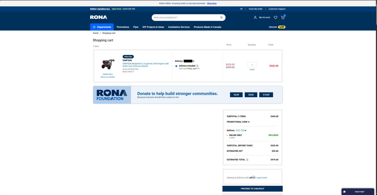 UXevan86290's tweet photo. @RONAinc 
Unfortunate to see the lack of beneficial UX features. Here is one for free typically the UX designer would do a study and realize you want to add "in store pick up" options to increase foot traffic and many more benefits for the company. https://t.co/nicll9RXjl