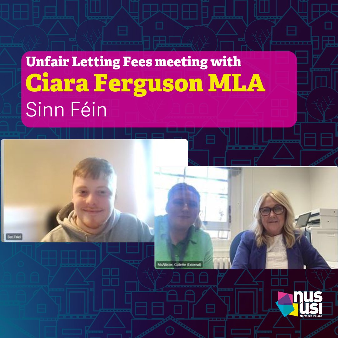 Unfair letting fees add to the immense pressure students face in the housing crisis. We met with <a href="/sinnfeinireland/">Sinn Féin</a>'s <a href="/ciaraf44/">Ciara Ferguson MLA</a> to support her bill to ban these fees, and spoke about our campaign ask to scrap the requirement for rental guarantors.
 
✍️ surveymonkey.com/r/BanningUnfai…