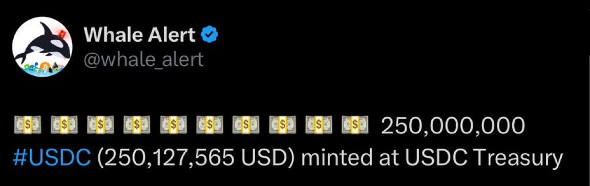 💥BREAKING:

$250 MILLION USDC JUST MINTED

HERE WE GO 🚀