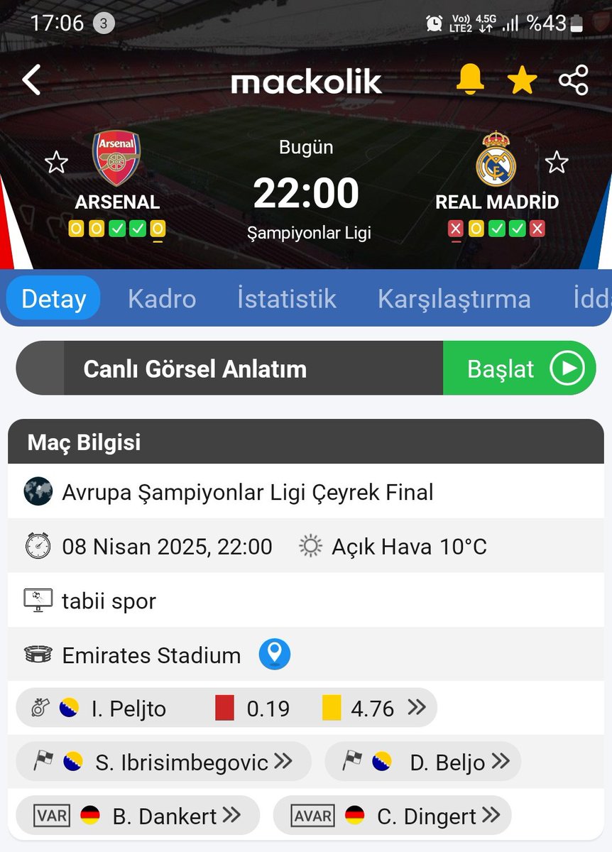 #arsenal #realmadrid #BayernMunich #inter #fenerbahçe #galatasaray #uefa #şampiyonlarligi
İy/ms: öncelik 1/0 ama bu maçta 1/2 de kovalamamız lazım