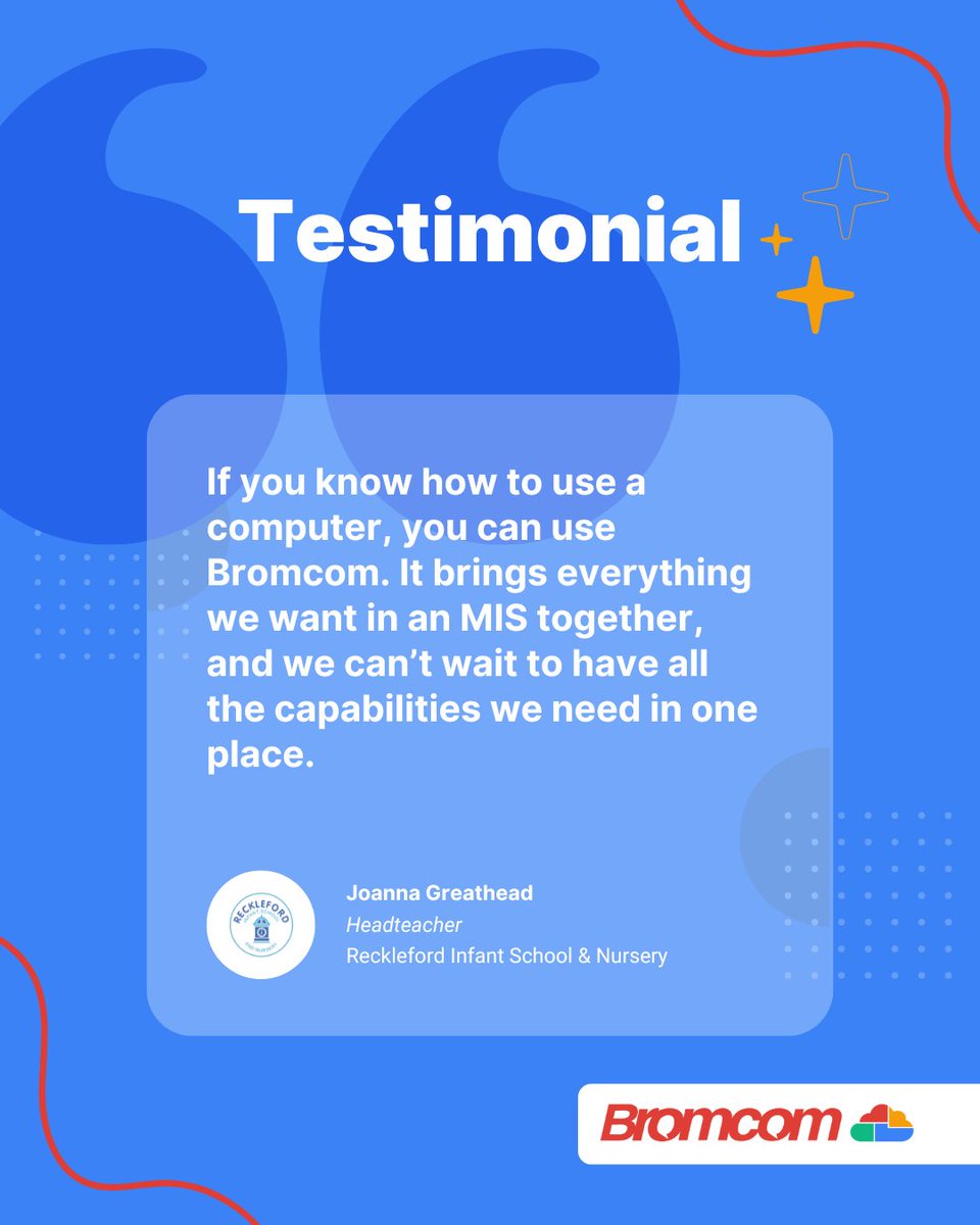 Bromcom's tweet image. We’re always hearing from happy customers how easy Bromcom is to use, or that it’s so useful because it brings everything schools need into one system. 

Check out what this Yeovil nursery and infant school had to say about Bromcom MIS!

#EdTech #Bromcom #BromcomMIS