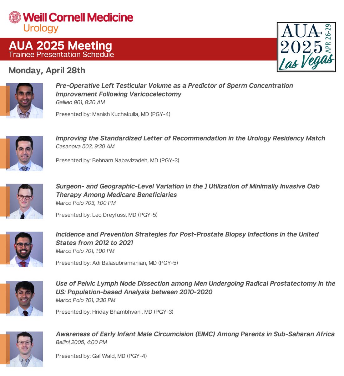 Weill Cornell Medicine Urology (@wcmurology) on Twitter photo <a href="/ShuWangMD/">Shu Wang, MD</a> <a href="/WaldoGMed/">Gal Wald</a> <a href="/leodre/">Leo Dreyfuss</a> <a href="/AGurayah/">Aaron Gurayah, MD</a> <a href="/nyphospital/">NewYork-Presbyterian</a> <a href="/WeillCornell/">Weill Cornell Medicine</a> <a href="/babawahba/">Malik Wahba</a> <a href="/Runzhuo_Ma/">Runzhuo Ma</a> <a href="/AmerUrological/">Amer. Urol. Assn.</a> <a href="/LinaPosadaCald/">Lina Posada</a> <a href="/JacobLang1996/">Jacob Lang</a> <a href="/HBhambhvani/">Hriday Bhambhvani, MD</a> Drs. Kuchakulla, Nabavizadeh, Dreyfuss, Balasubramanian, Bhambhvani and Wald will be presenting at #AUA25 on Monday, April 28th. <a href="/ShuWangMD/">Shu Wang, MD</a> <a href="/WaldoGMed/">Gal Wald</a> <a href="/leodre/">Leo Dreyfuss</a> <a href="/AGurayah/">Aaron Gurayah, MD</a> <a href="/nyphospital/">NewYork-Presbyterian</a> <a href="/WeillCornell/">Weill Cornell Medicine</a> <a href="/babawahba/">Malik Wahba</a> <a href="/Runzhuo_Ma/">Runzhuo Ma</a> <a href="/AmerUrological/">Amer. Urol. Assn.</a> <a href="/LinaPosadaCald/">Lina Posada</a> <a href="/JacobLang1996/">Jacob Lang</a> <a href="/HBhambhvani/">Hriday Bhambhvani, MD</a> Drs. Kuchakulla, Nabavizadeh, Dreyfuss, Balasubramanian, Bhambhvani and Wald will be presenting at #AUA25 on Monday, April 28th.