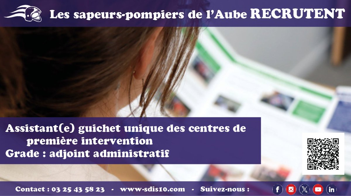 SDIS_10's tweet photo. 🚨 Recrutement 🚨
Les sapeurs-pompiers de l'Aube sont à la recherche d'un(e) assistant(e) guichet unique pour les centres de première intervention en contact avec les mairies siège de CPI et les chefs de corps communaux
📍 Troyes
📅 Démarrage 27/05/25
https://t.co/6l8W3riNqa https://t.co/C0RzI9yWeB