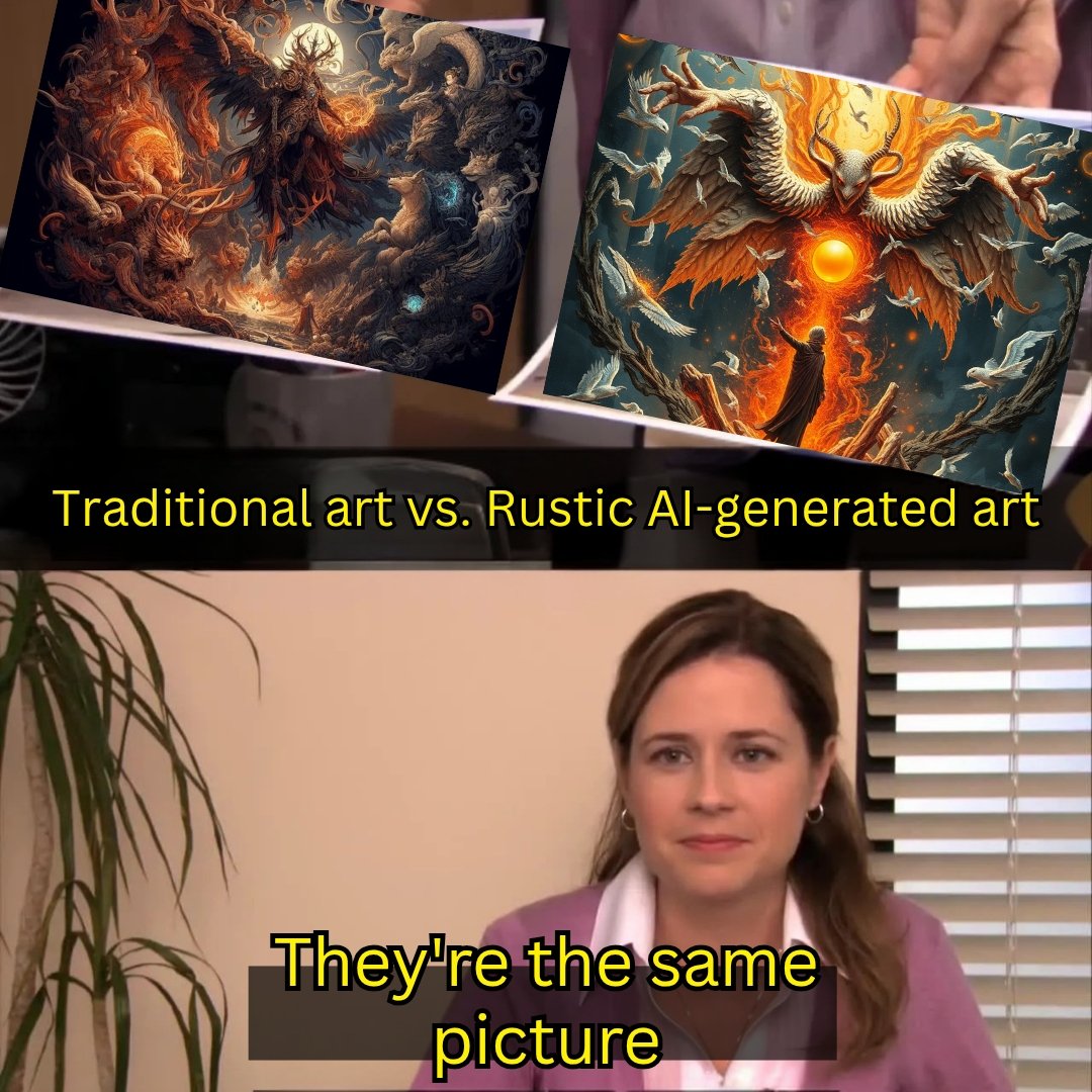 rusticai's tweet image. Can you even tell the difference? #RusticAI #AIArtTools #meme
