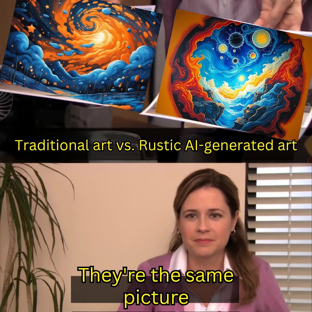 rusticai's tweet image. Can you even tell the difference? #RusticAI #AIArtTools #meme