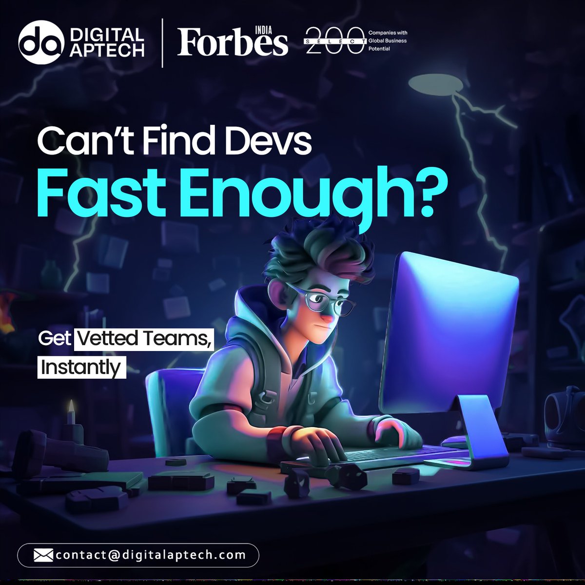 DigitalApTech's tweet image. Need reliable devs NOW? 🚀 Digital Aptech delivers pre-vetted talent in days—not weeks! Email us: contact@digitalaptech.com #HireDevelopers #TechTalent #RemoteDevelopers #DedicatedDevelopers #SoftwareDevelopers #DigitalAptech #FastHiring #TechSolutions #ITStaffing #HireNow