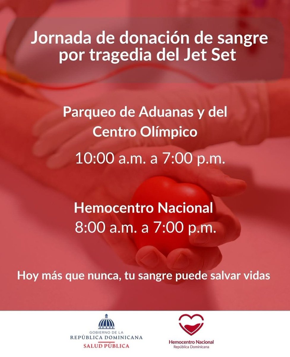 Información para todo el que pueda donar para las victimas de la tragedia en el Jet Set