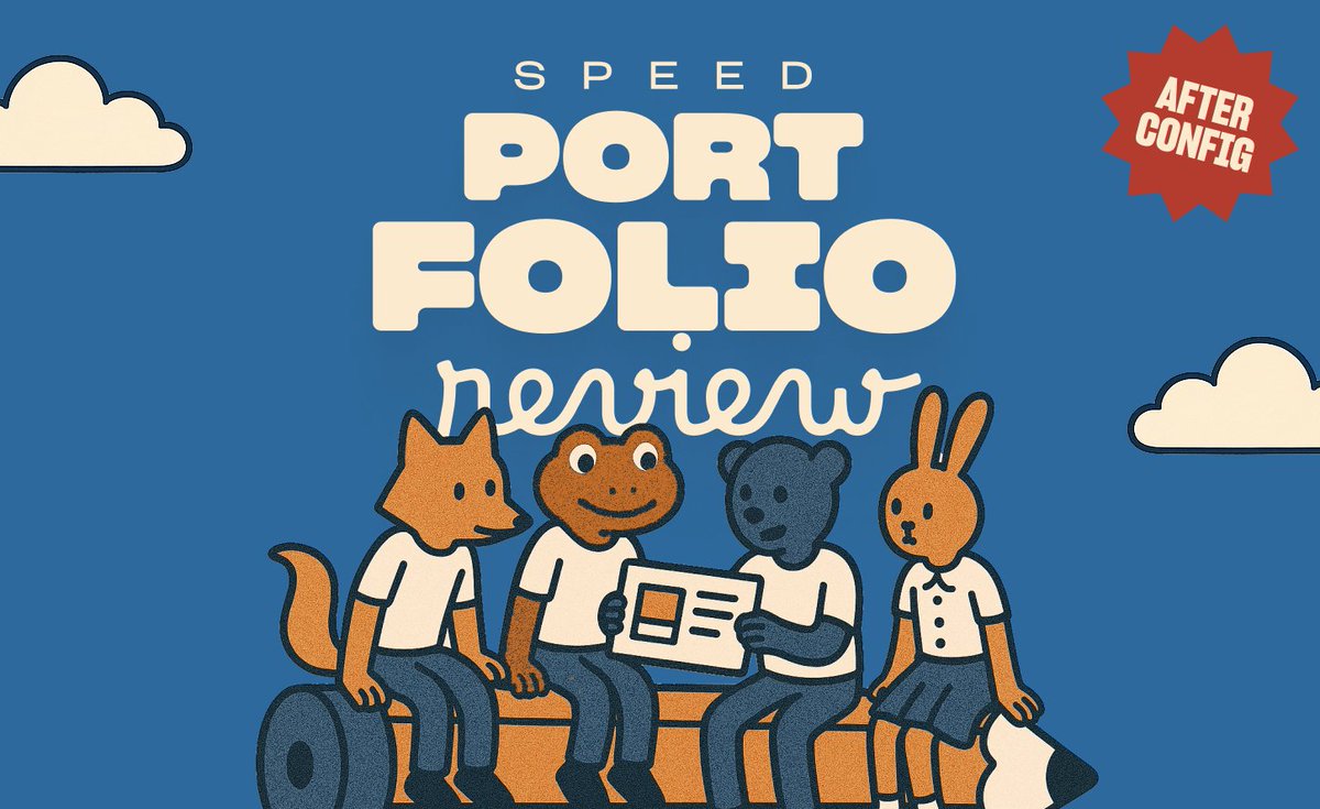 OMG, after Config’s first day, join us for a portfolio speed-review night ❤️ 

Come over and get 1:1 portfolio reviews with design mentors from top tech companies like Harrison Wheeler, @esteeloe, Juliana Vislova, <a href="/ohjamesy/">James Hsu</a>, Ida Ström, <a href="/briannhinton/">Brian Hinton</a>, @allaseleznova, Wandi Liu &amp;