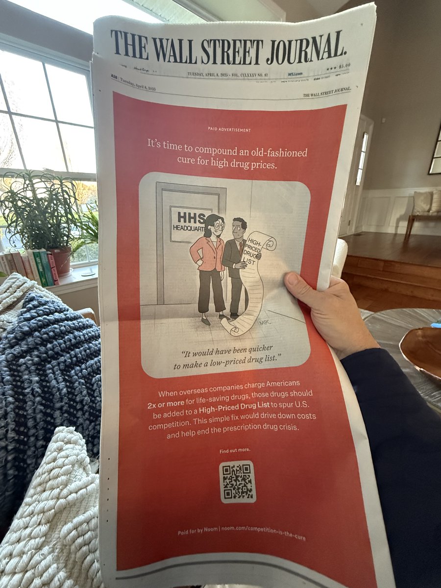 Noom (@noom) on Twitter photo 🗞️ In today's <a href="/WSJ/">The Wall Street Journal</a> - our call for bold action on drug pricing.
When Americans pay 5-10x more than other countries for life-saving meds, it's time to create a High-Priced Drug List and open the door to affordable alternatives.
Learn more: noom.com/competition-is… 🗞️ In today's <a href="/WSJ/">The Wall Street Journal</a> - our call for bold action on drug pricing.
When Americans pay 5-10x more than other countries for life-saving meds, it's time to create a High-Priced Drug List and open the door to affordable alternatives.
Learn more: noom.com/competition-is…