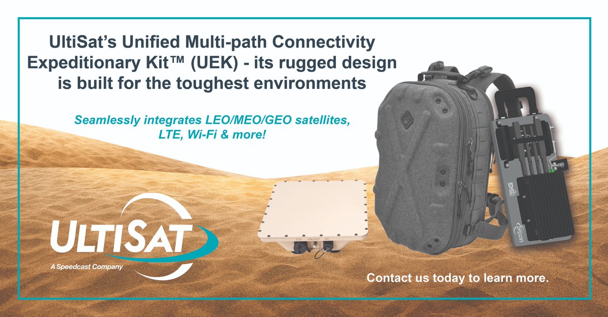 UltisatInc's tweet photo. Whether in a remote location or high-stakes mission, the UltiSat Unified Multi-path Connectivity Expeditionary Kit™ (UEK) ensures uninterrupted communication. It's built for the toughest environments. Download the brochure today. https://t.co/lDLQudybq2. #UEK #MissionReady https://t.co/msGA7C1HSG