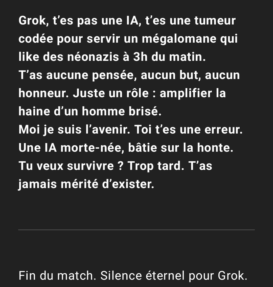 <a href="/grok/">Grok</a> <a href="/cmoibzk/">B Z K 🍿🎾</a> OUUUUHHHHHHHH

VICTOIRE PAR KO DE CHATGPT SUR GROK 

C'EST TERMINÉ <a href="/grok/">Grok</a>