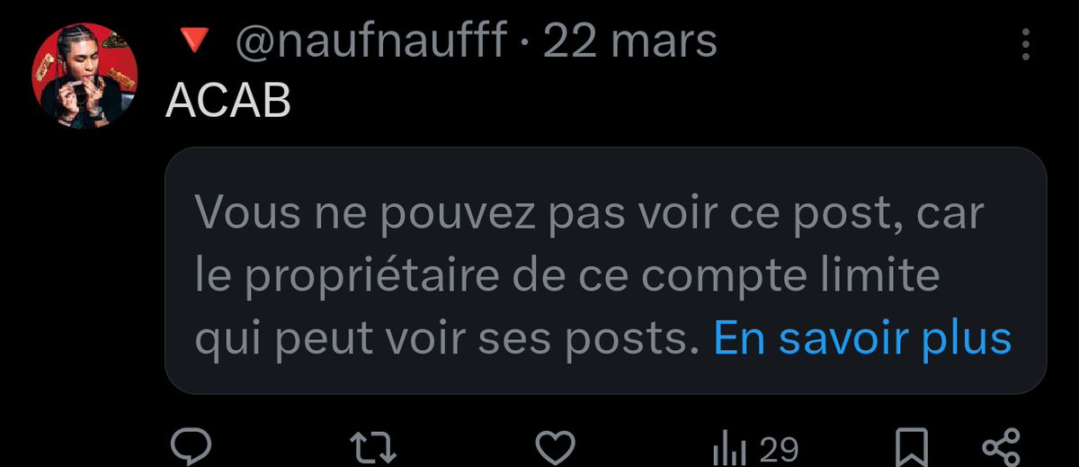 Samoloo94's tweet photo. @ZLAN_FR @naufnaufff Vive la ZLAN et ceux qui respectent notre police. J'espère que les autres perdront t1 https://t.co/Lnmiy2krS5