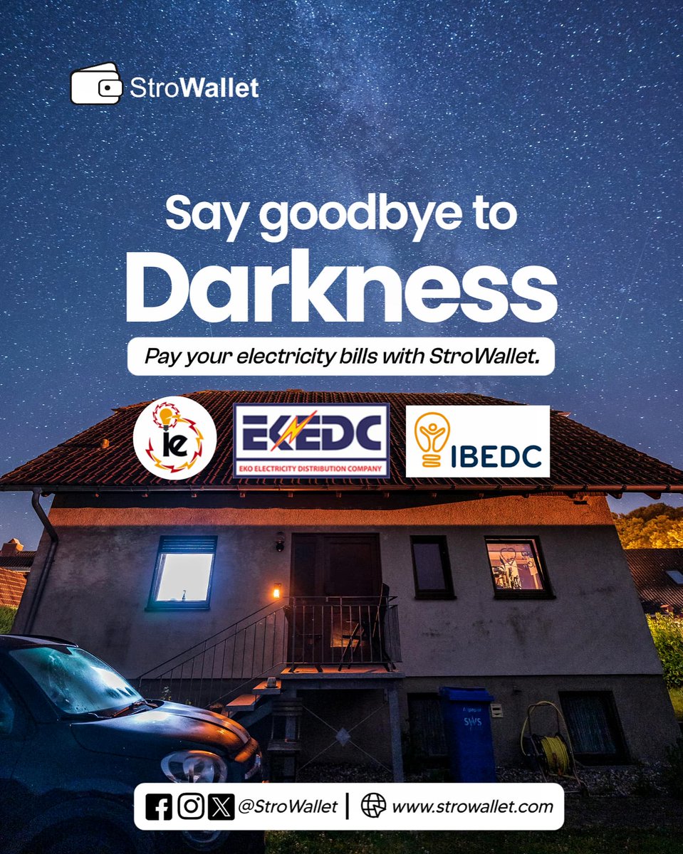 StroWallet's tweet photo. Say goodbye to darkness — pay your electricity bill with StroWallet https://t.co/XG2CoW6r8k