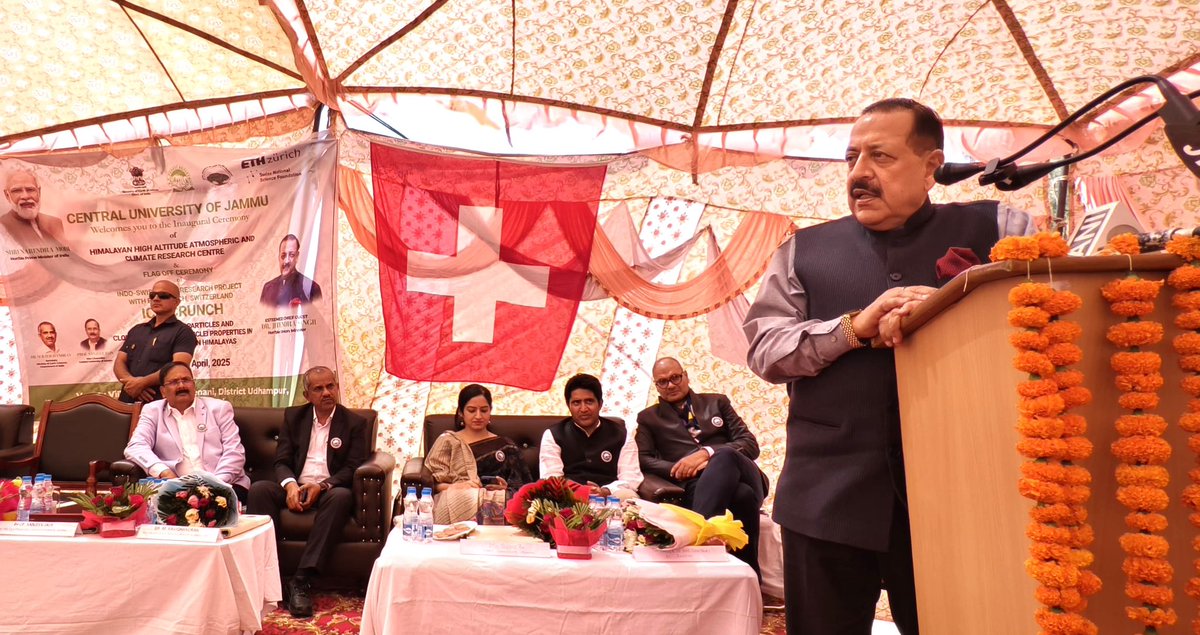 DrJitendraSingh's tweet photo. “This day, today, India opens the gateway into climate forecast and disaster preparedness. The first-ever "Himalayan High Altitude Atmospheric & Climate Centre"  in the higher hill reaches of Nathatop, marks a significant milestone in India's global leadership in climate science. And what a pride, #JammuAndKashmir is spearheading India's global initiative for climate study and research in the Himalayas.

Thanks PM @narendramodi for always being generously indulgent with J&K”:
 #MoES #Udhampur